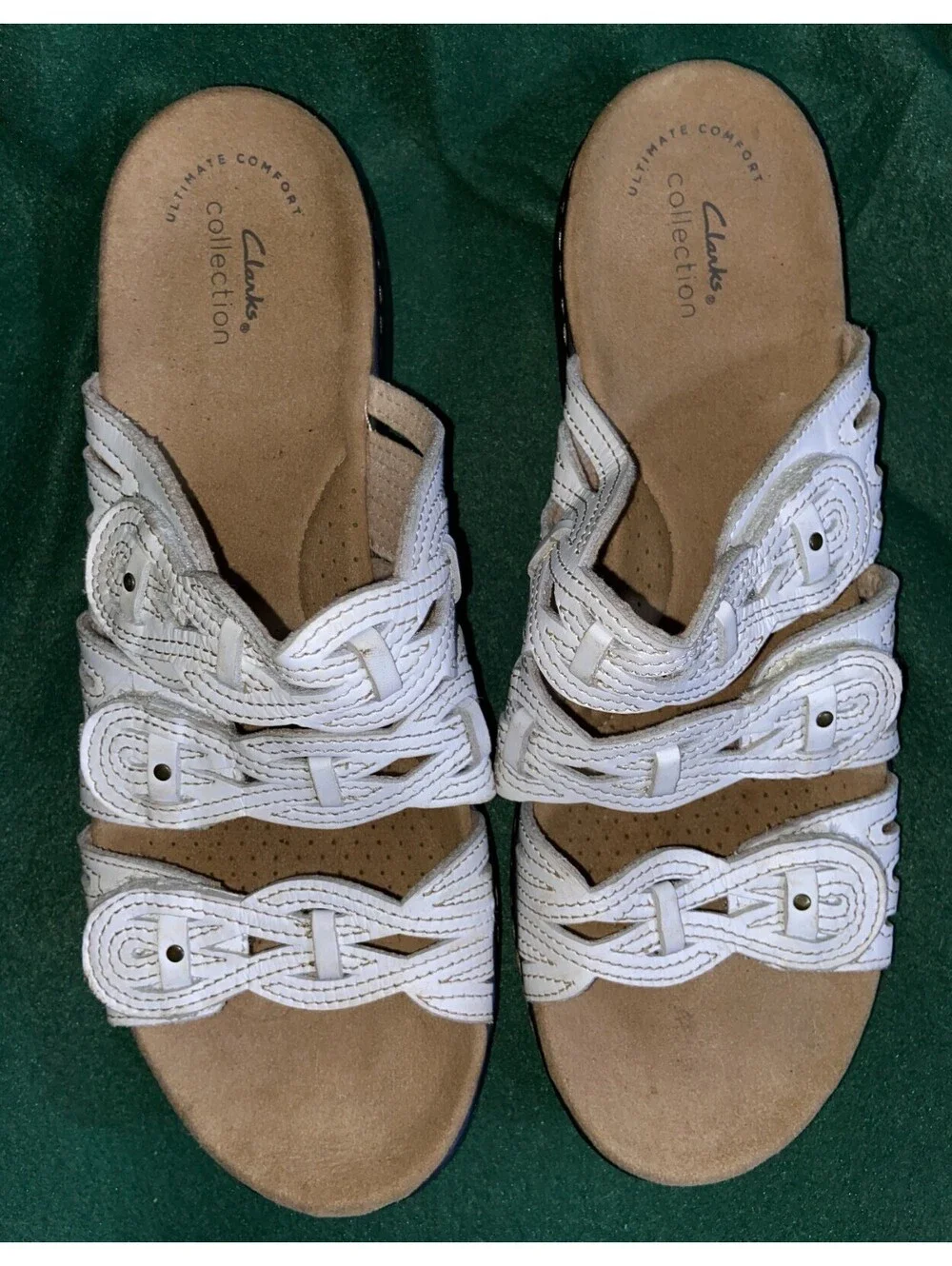 Clarks Leisa Faye White Slide Sandals Women Size US 9.5 M UK 7 EU 41 Comfort Col